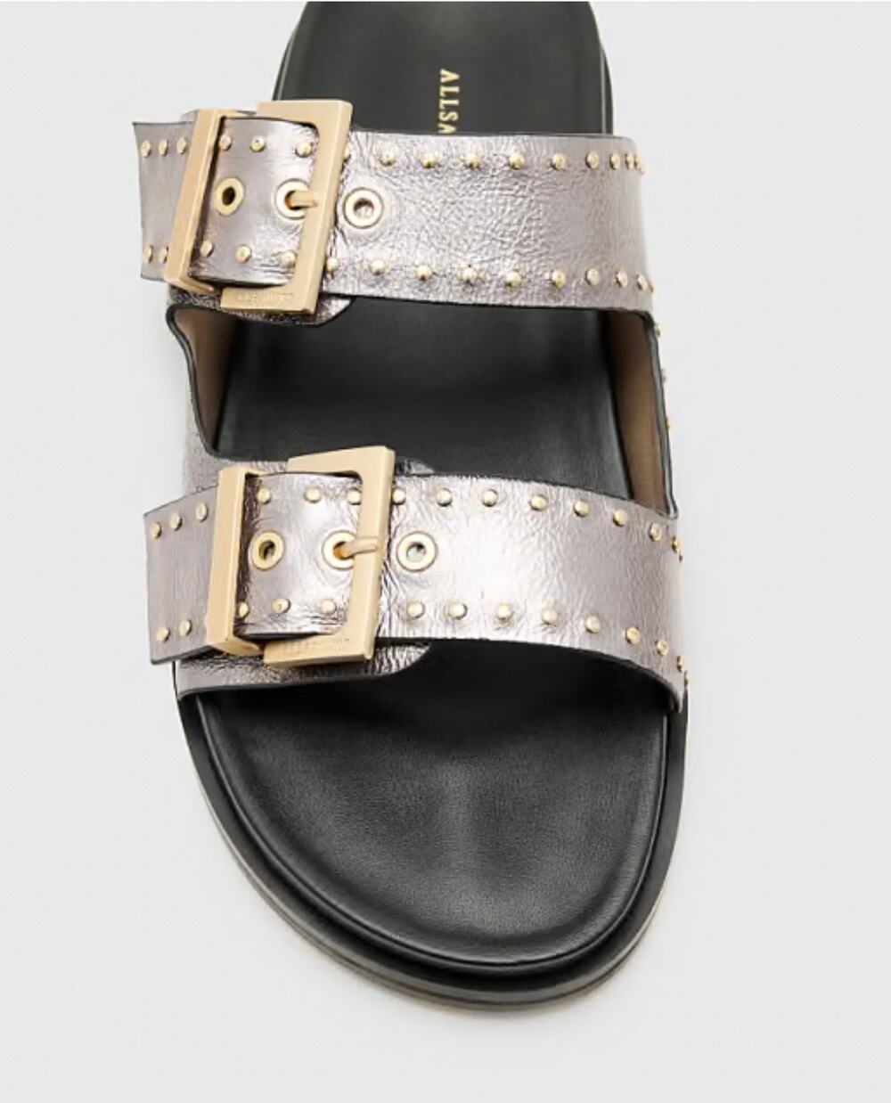 AllSaints Magda Silver Studded Sandals - Women's 7.5